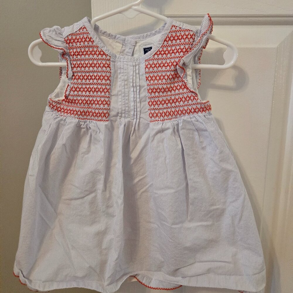 Girls Janie and Jack 12-18 month blue, red and white striped dress